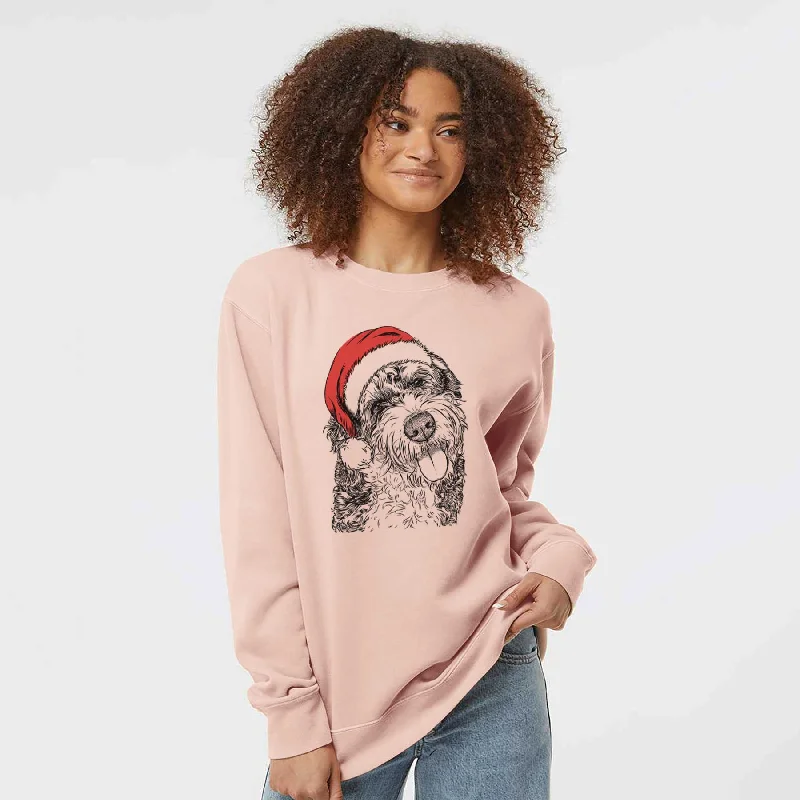 Santa Kaci the Bernedoodle - Unisex Pigment Dyed Crew Sweatshirt Hoodie with Pattern Geometric Abstract