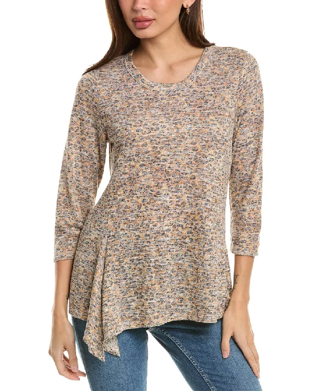 Bobeau Caty Side Tie Knit Top Silver Knit Shirt