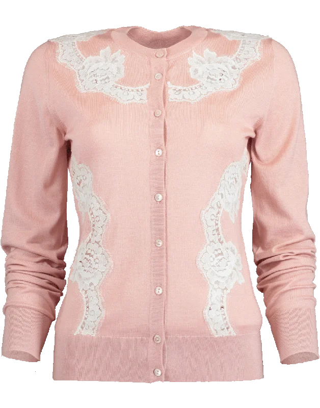 Cashmere and Silk Cardigan with Lace Detail Mesh Cardigan Canvas Denim
