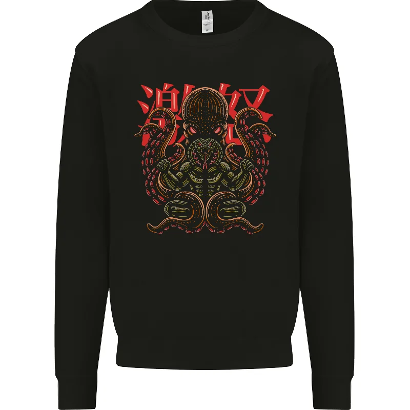 Cobra and Octopus Snake Japan Mens Sweatshirt Jumper Hoodie with Half-Zip Sporty Casual Cobra and Octopus Snake Japan Mens Sweatshirt Jumper Hoodie with Half-Zip Sporty Casual