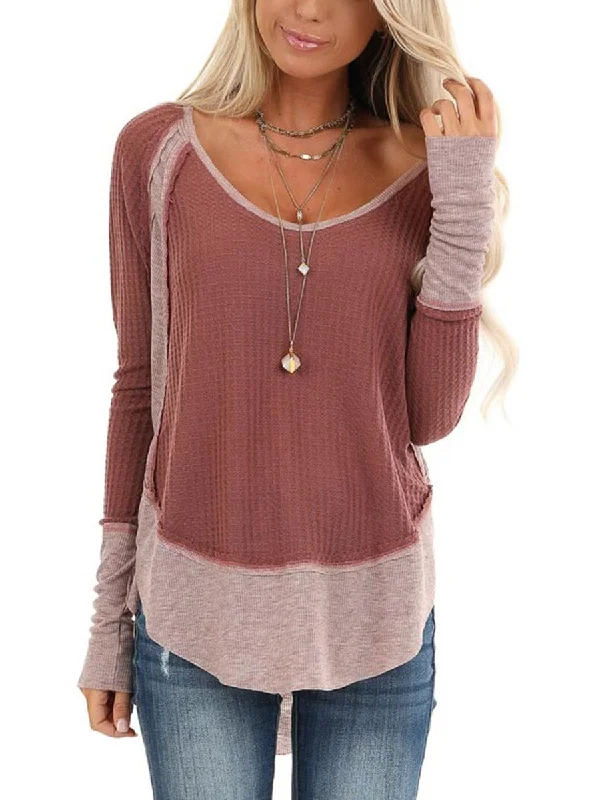 Waffle Knit Top With Long Sleeves Limited Edition Knit Top