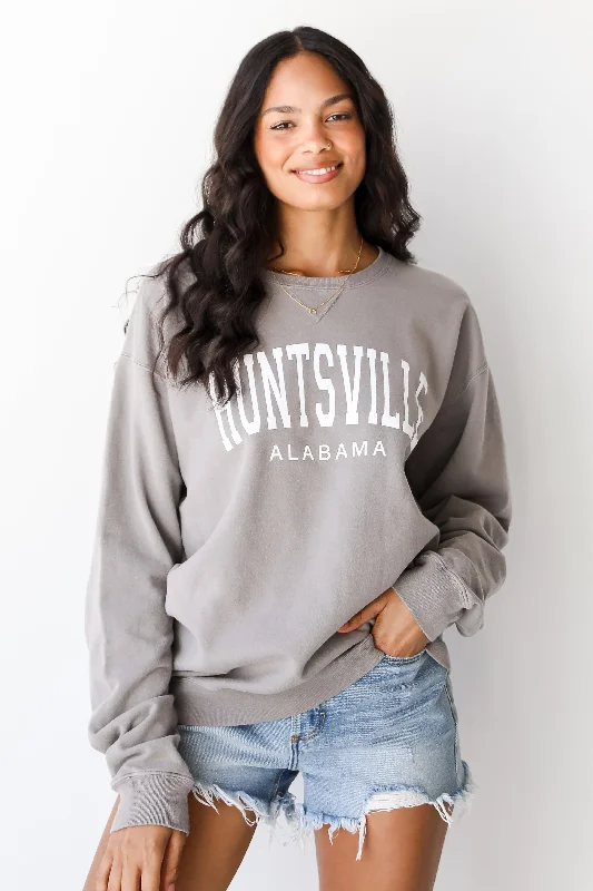 Charcoal Huntsville Alabama Block Letter Sweatshirt Hoodie with Applique Textured Unique Charcoal Huntsville Alabama Block Letter Sweatshirt Hoodie with Applique Textured Unique