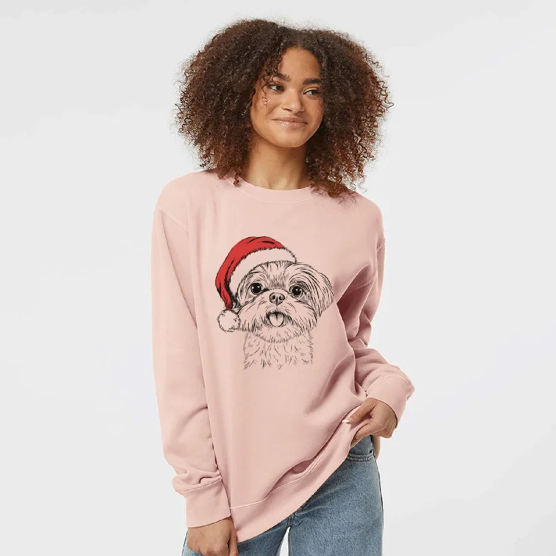 Santa Pebbles the Shorkie - Unisex Pigment Dyed Crew Sweatshirt Hoodie with Slim Fit Tailored Modern