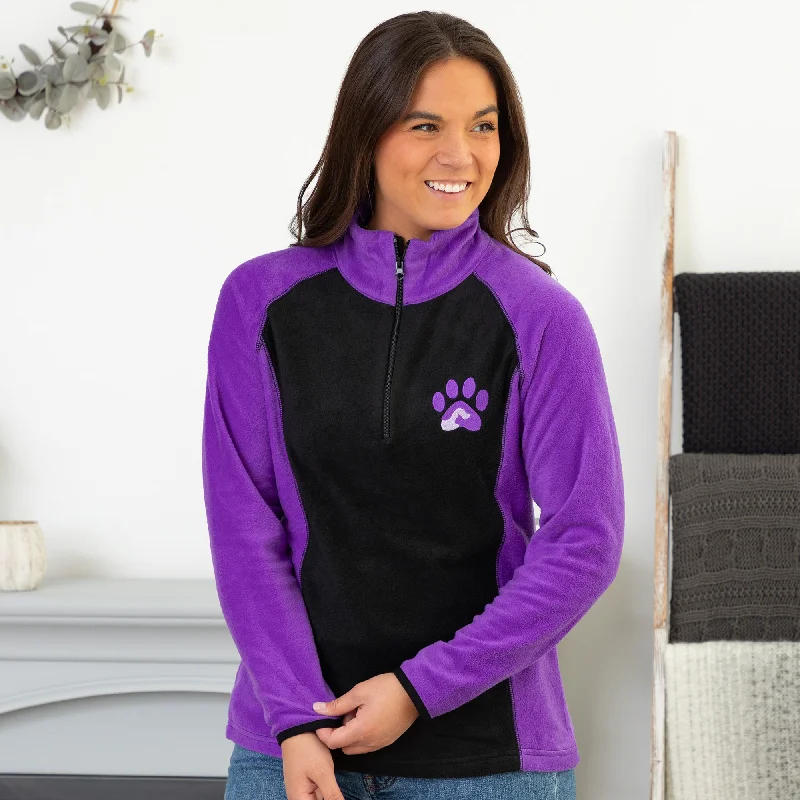 Paw Print Polar Fleece Quarter Zip Pullover Boyleg Sleeve Pullover