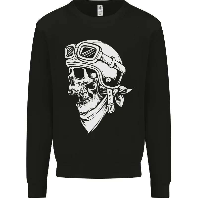 Biker Outlaw Motorbike Motorcycle Skull Mens Sweatshirt Jumper Hoodie with Reflective Safety Nightwear