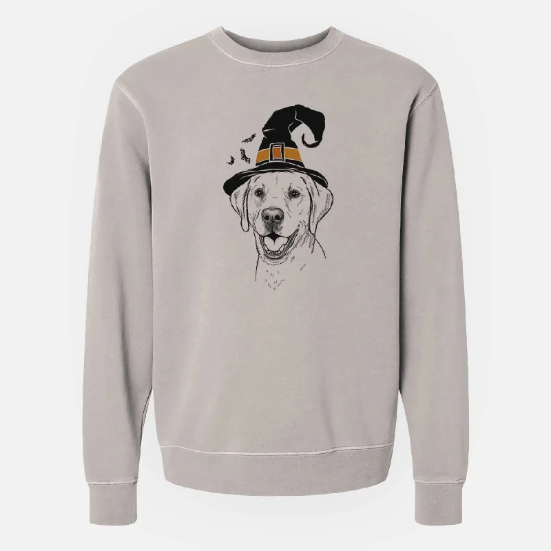 Witch Nate the Labrador Retriever - Unisex Pigment Dyed Crew Sweatshirt Hoodie with Gradient Ombre Colorful Witch Nate the Labrador Retriever - Unisex Pigment Dyed Crew Sweatshirt Hoodie with Gradient Ombre Colorful