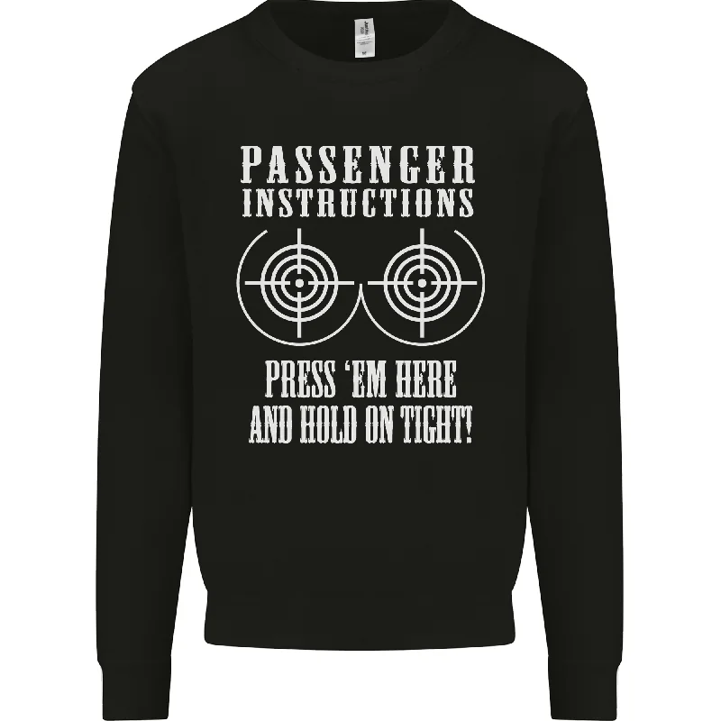 Biker Passenger Instructions Motorcycle Mens Sweatshirt Jumper Hoodie with Pastel Soft Subtle