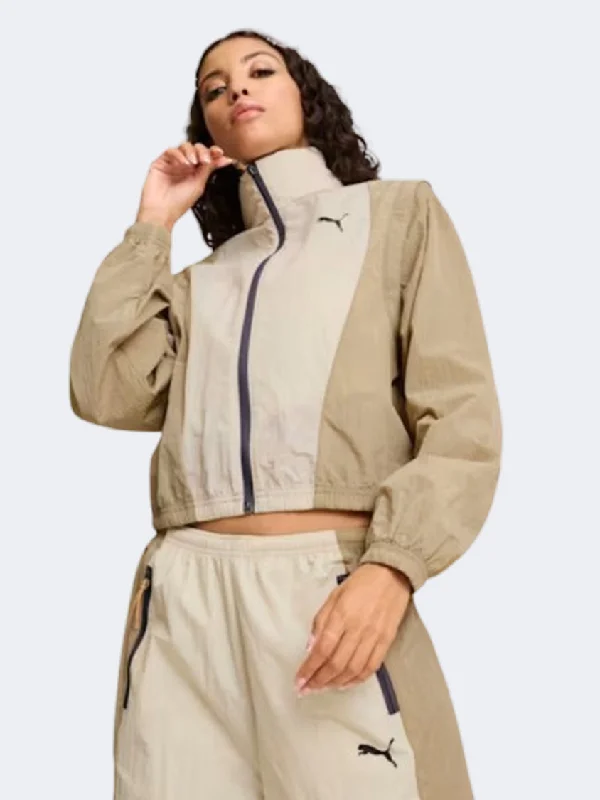 Puma Dare To Modular Women Lifestyle Jacket Beige Ribbed Jacket Pleated Jacket Ruffled Jacket Puma Dare To Modular Women Lifestyle Jacket Beige Ribbed Jacket Pleated Jacket Ruffled Jacket