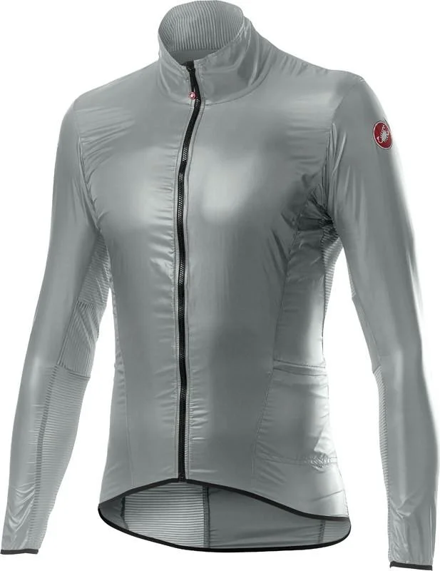 Castelli Aria Shell Jacket - Silver Gray One-Shoulder Jacket Off-the-Shoulder Jacket Asymmetrical Jacket