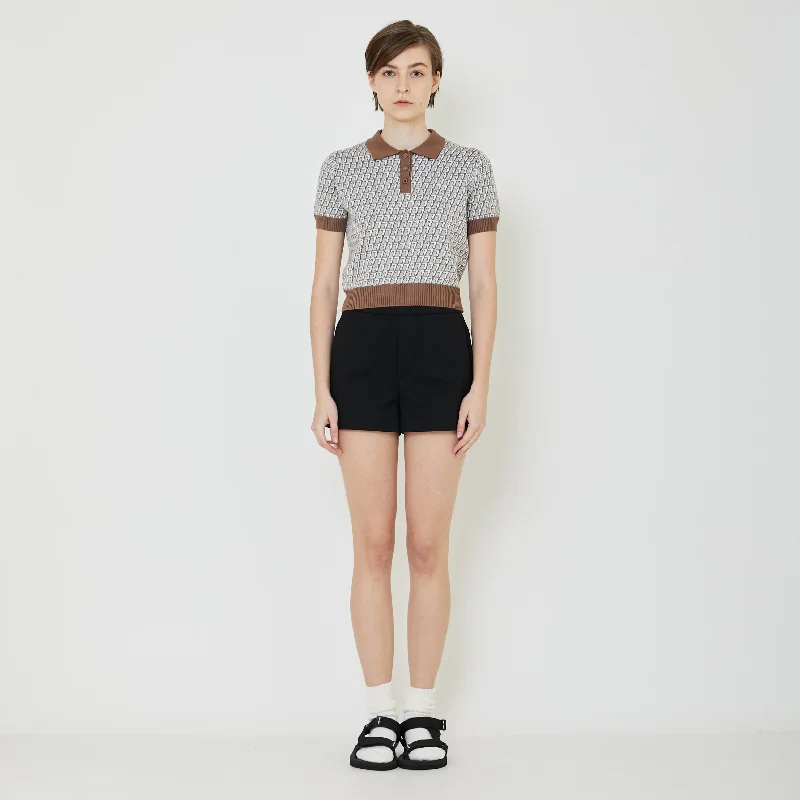 Women Monogram Polo Knit Top - Mint - SW2401005B Jet Black Knit Tee