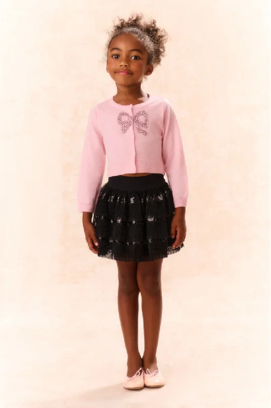 Girls Ebett Embellished Wool Cardigan Print Jacquard Patchwork
