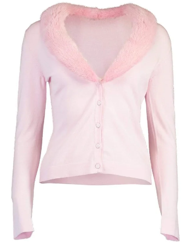 Pink Mink Collar Cardigan Velvet Chenille Corduroy