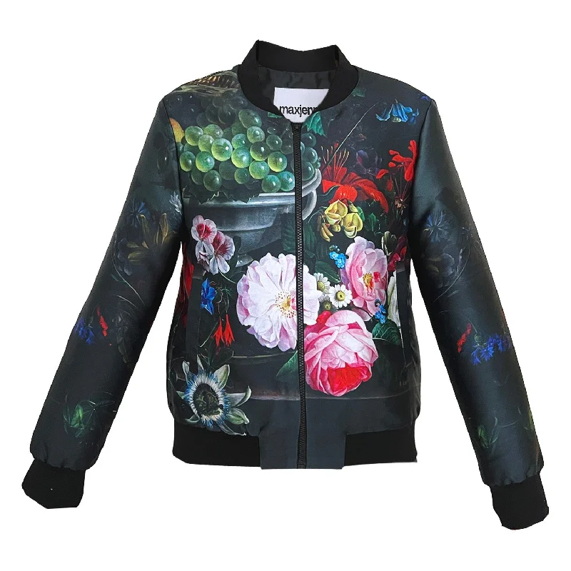 Unisex bomber jacket flower Rayon Fabric Velvet Fabric Corduroy Fabric