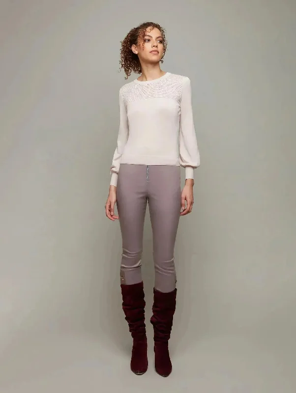 FREESIA | Cotton-Silk Knit Top Textured Knit Blouse