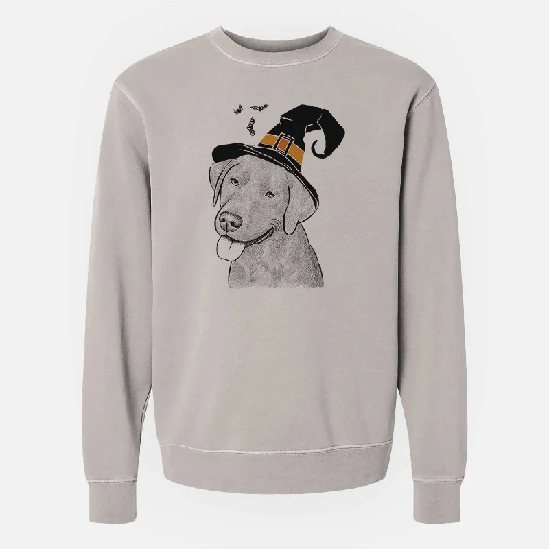 Witch Zeppelin the Black Labrador - Unisex Pigment Dyed Crew Sweatshirt Graphic Hoodie Design Print Witch Zeppelin the Black Labrador - Unisex Pigment Dyed Crew Sweatshirt Graphic Hoodie Design Print