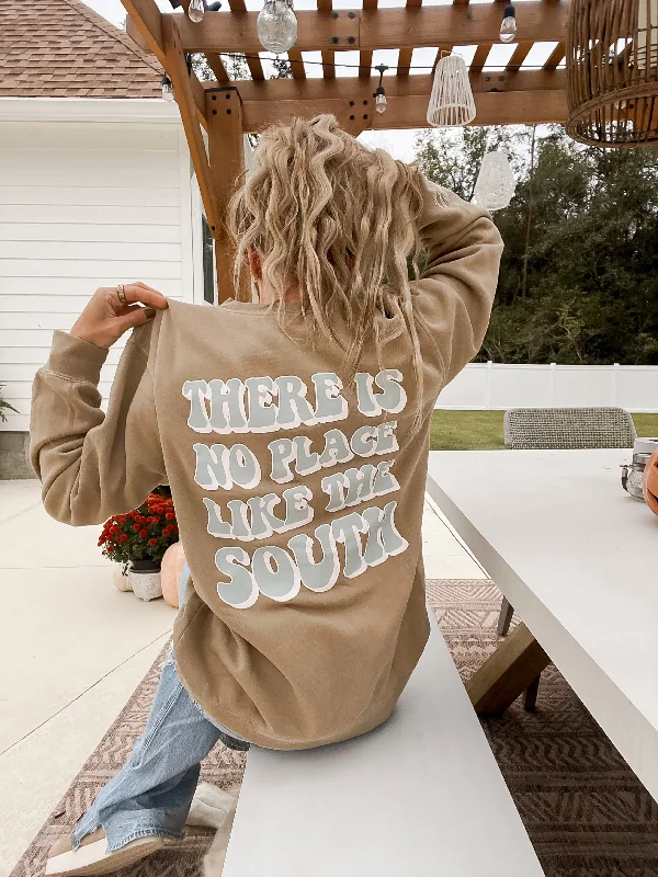 Tan There Is No Place Like The South Sweatshirt Hoodie with Hem Lace Feminine Delicate Tan There Is No Place Like The South Sweatshirt Hoodie with Hem Lace Feminine Delicate