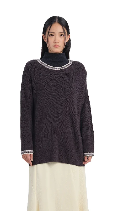 Crochet Trims Pullover Batwing Sleeve Top