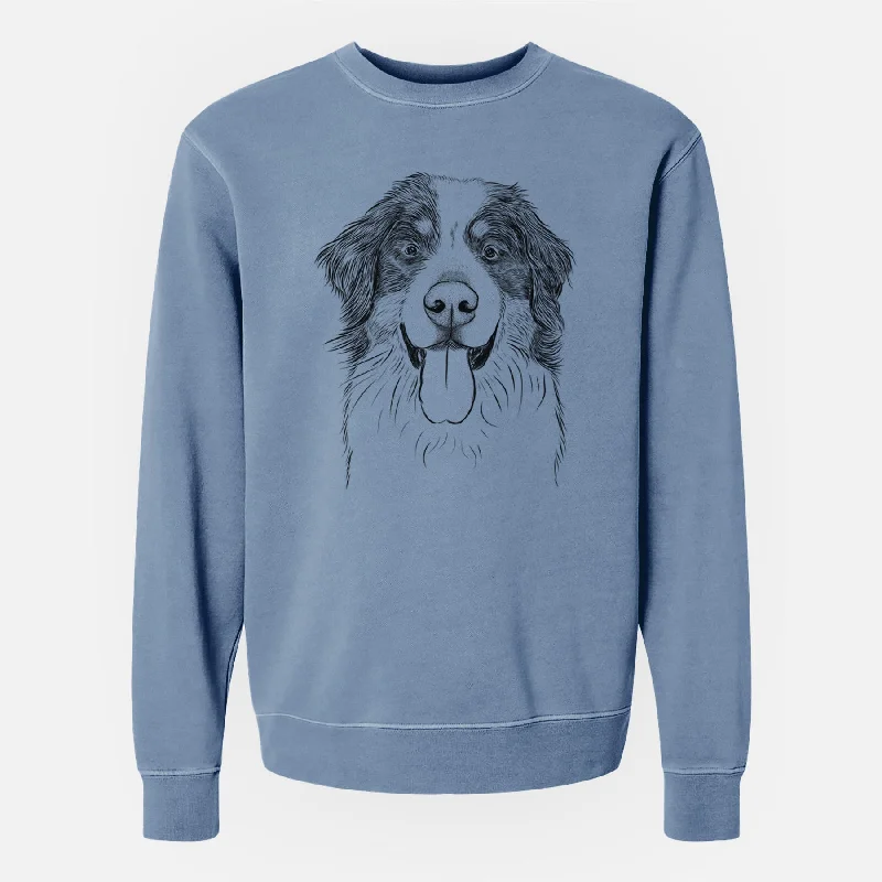 Bare Blaze the Bernese Mountain Dog - Unisex Pigment Dyed Crew Sweatshirt Hoodie with High Neck Warm Protective