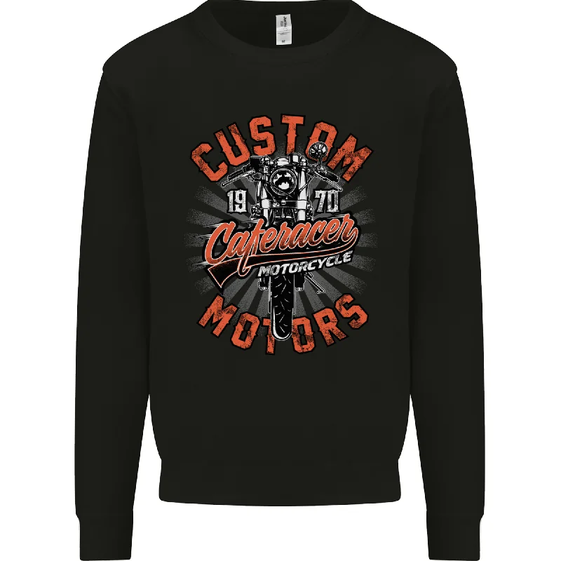 Biker Custom Cafe Racer Motors Motorbike Mens Sweatshirt Jumper Hoodie with Set-In Sleeves Structured Classic