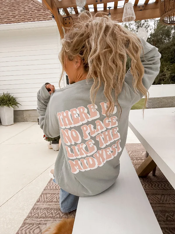 Sage There Is No Place Like The Midwest Sweatshirt Hoodie with Hem Raw Edge Edgy Unfinished Sage There Is No Place Like The Midwest Sweatshirt Hoodie with Hem Raw Edge Edgy Unfinished