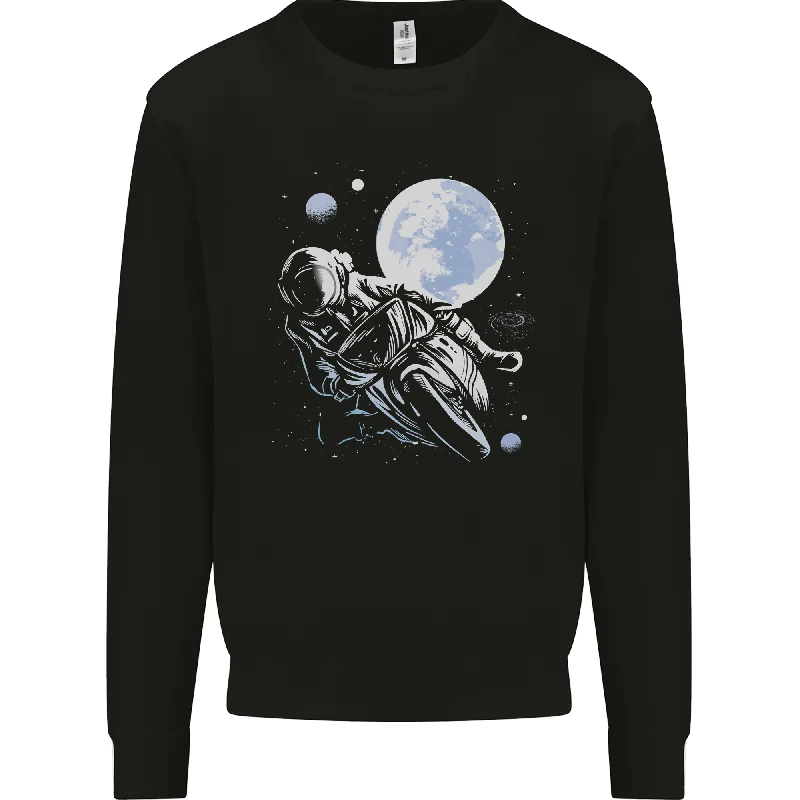 Biker Astronaut Space Motorbike Motorcycle Mens Sweatshirt Jumper Hoodie with Tie-Dye Psychedelic Retro