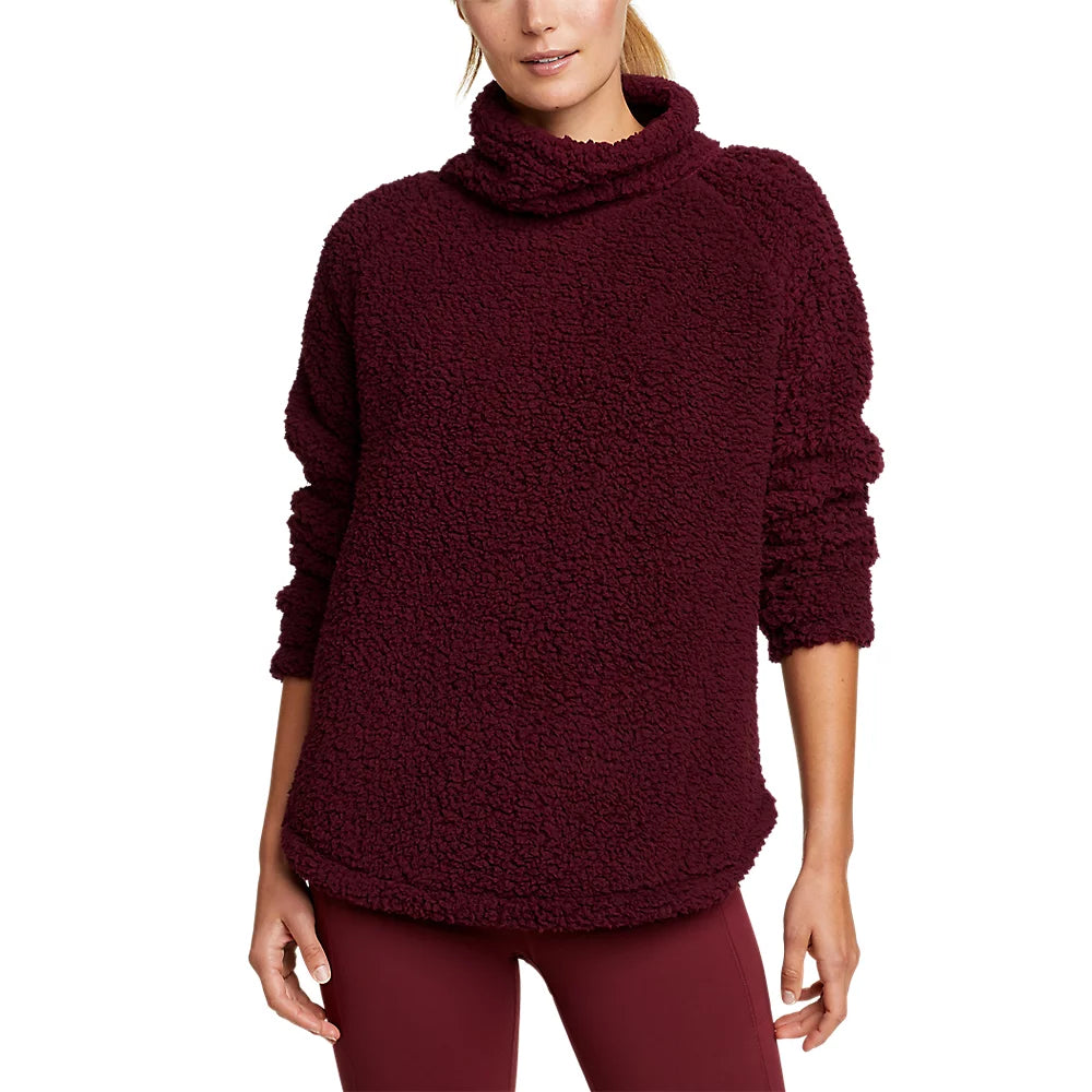 Women's Campfire Plush Pullover Shirttail Funnel Neck Crew Neck Wool