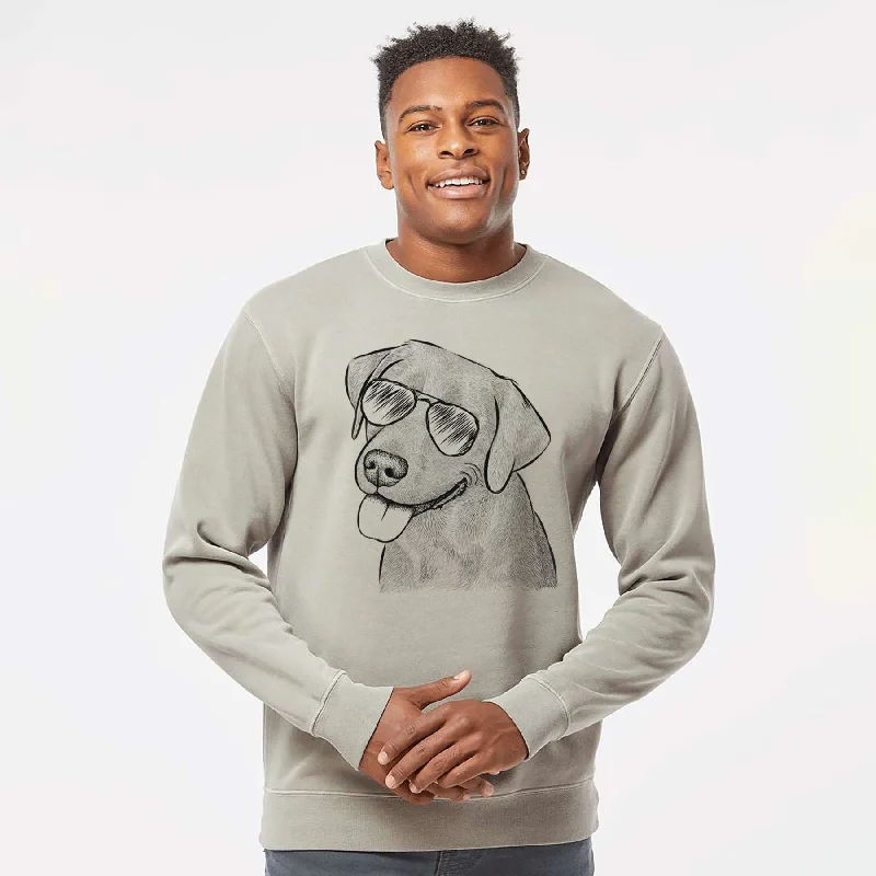 Aviator Zeppelin the Black Labrador - Unisex Pigment Dyed Crew Sweatshirt Hoodie with Thumb Holes Functional Cozy Aviator Zeppelin the Black Labrador - Unisex Pigment Dyed Crew Sweatshirt Hoodie with Thumb Holes Functional Cozy