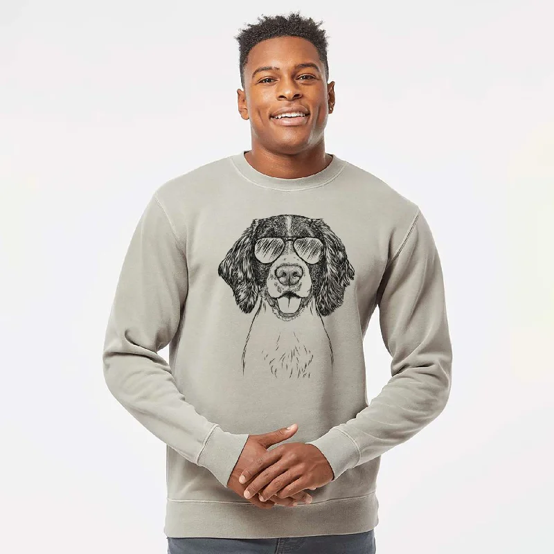 Aviator Ever the English Springer Spaniel - Unisex Pigment Dyed Crew Sweatshirt Hoodie with Neon Bright Vibrant Aviator Ever the English Springer Spaniel - Unisex Pigment Dyed Crew Sweatshirt Hoodie with Neon Bright Vibrant