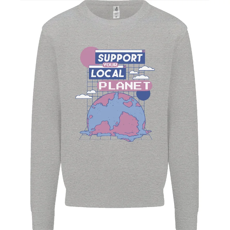 Climate Change Support Your Local Planet Mens Sweatshirt Jumper Hoodie with Elastic Cuffs Stretchable Comfortable Climate Change Support Your Local Planet Mens Sweatshirt Jumper Hoodie with Elastic Cuffs Stretchable Comfortable