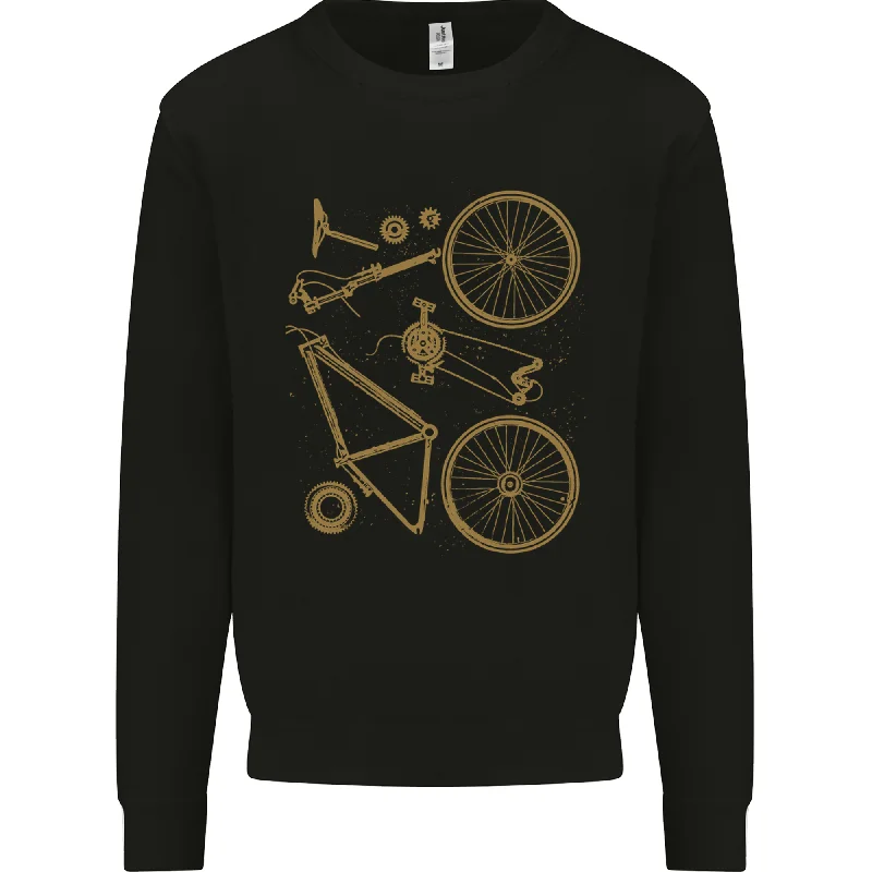 Bicycle Parts Cycling Cyclist Bike Funny Mens Sweatshirt Jumper Hoodie with Patch Decorative Personalized