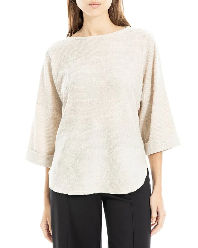 Max Studio Rib Knit Top Cream Knit Top