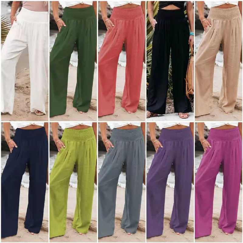 women's pants & trousers long cotton linen casual wide leg pants for ladies Trousers Fall Fleece women's pants & trousers long cotton linen casual wide leg pants for ladies Trousers Fall Fleece