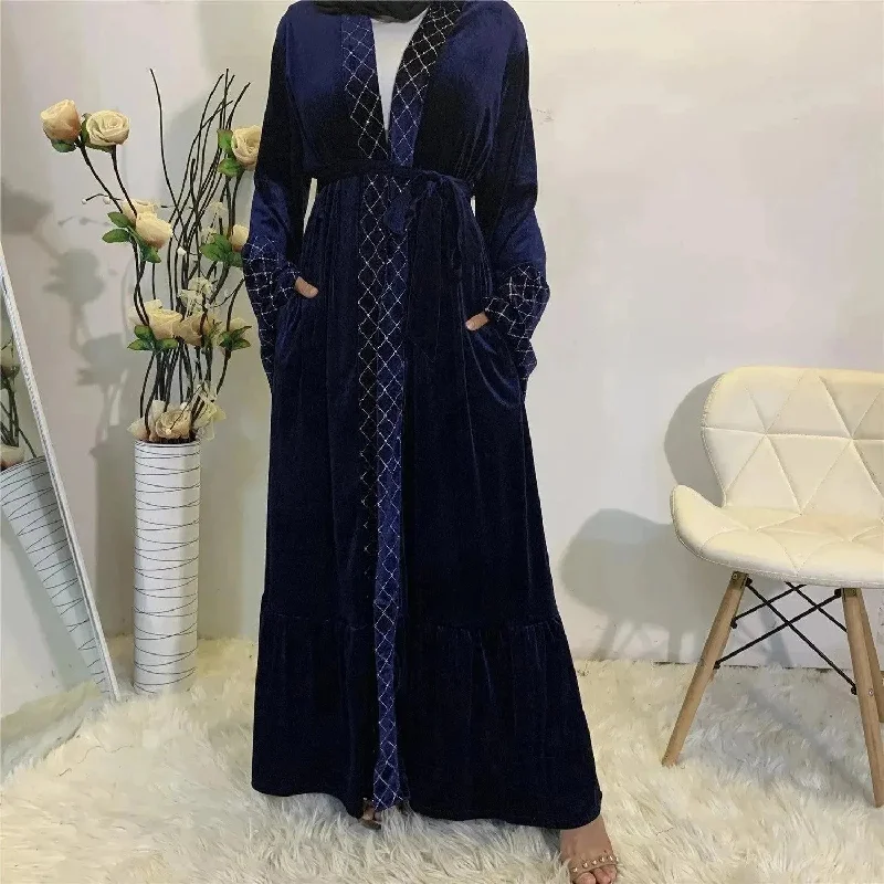 Golden Velvet Gilded Arab  Cardigan Robe Iron Safe Non-Iron Wrinkle Free