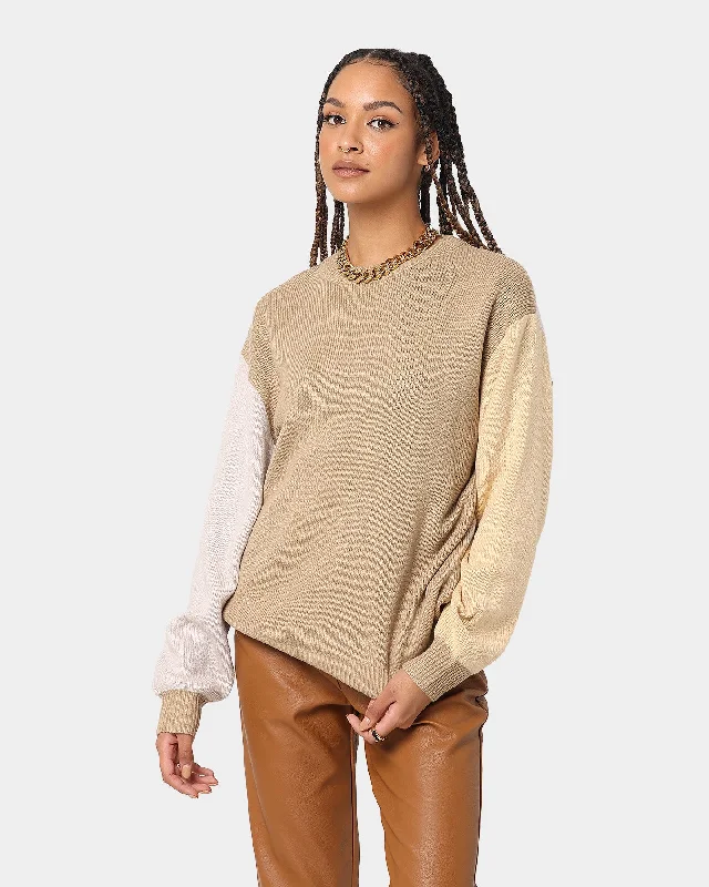 XXIII Nemes Colour Block Cardigan Beige Solid Color Striped Floral Print