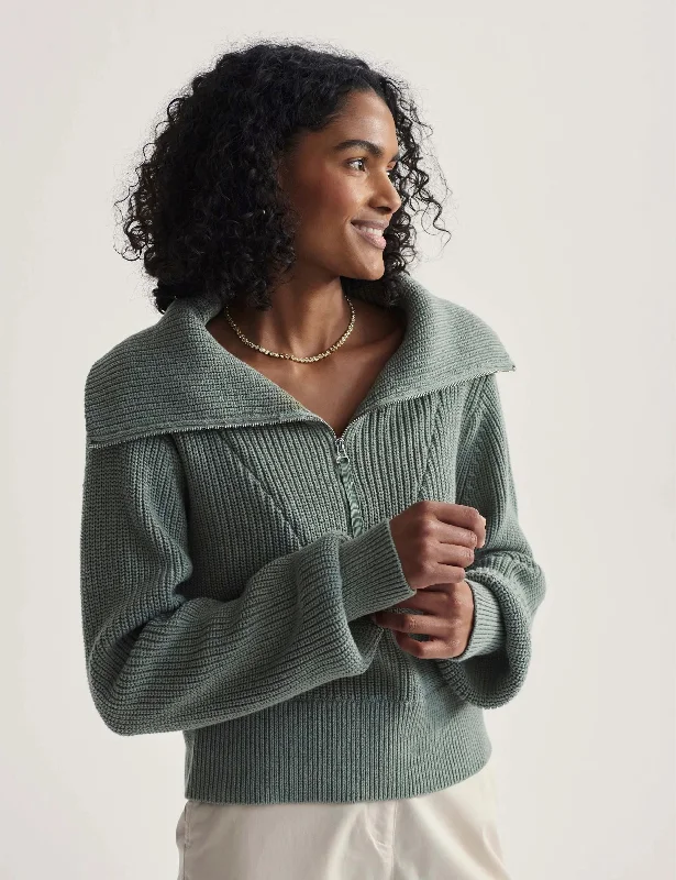 Mentone Half-Zip Knit Pullover - Lily Pad Bolero Style Sweater