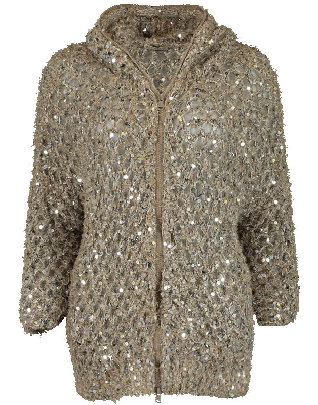 Macro Paillette Cardigan Spandex Rayon Corduroy