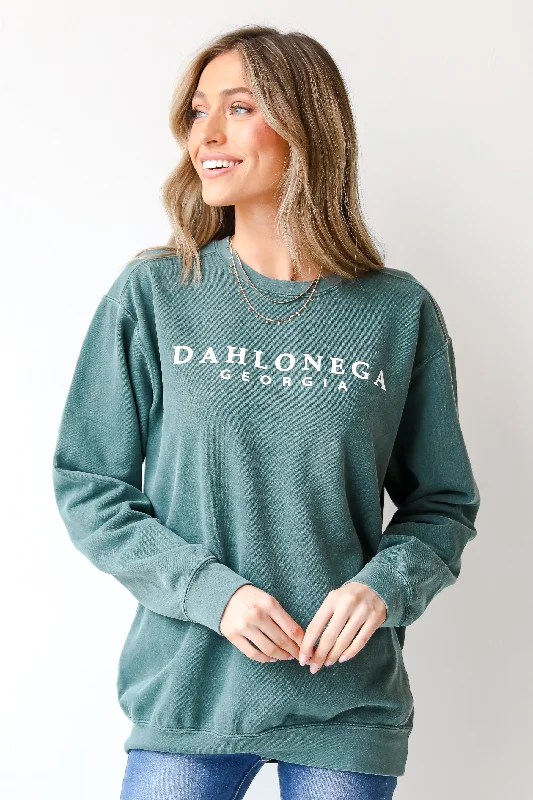 Teal Dahlonega Georgia Sweatshirt Hoodie with Fur Luxurious Winter