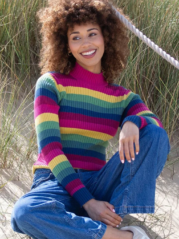 Trigon turtle neck knit top rainbow Lavender Knit Shirt