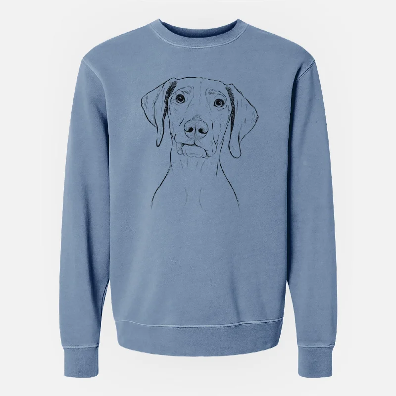 Bare Pawley the Vizsla - Unisex Pigment Dyed Crew Sweatshirt Hoodie with Patch Decorative Personalized