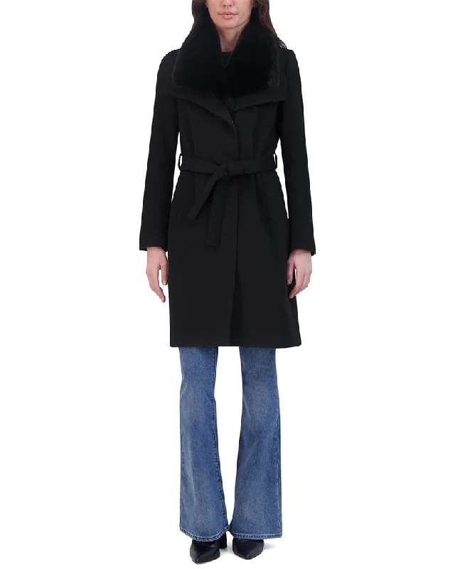 Tahari Wool-Blend Wrap Coat Bolero Crop Top Camisole