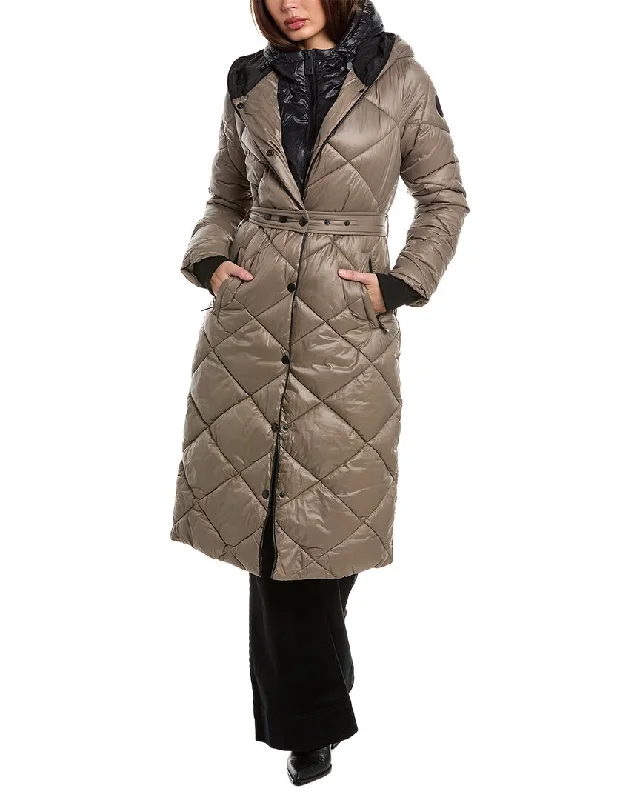 NOIZE Amiyah Puffer Short Coat Shawl Collar Notch Collar Lapel Collar