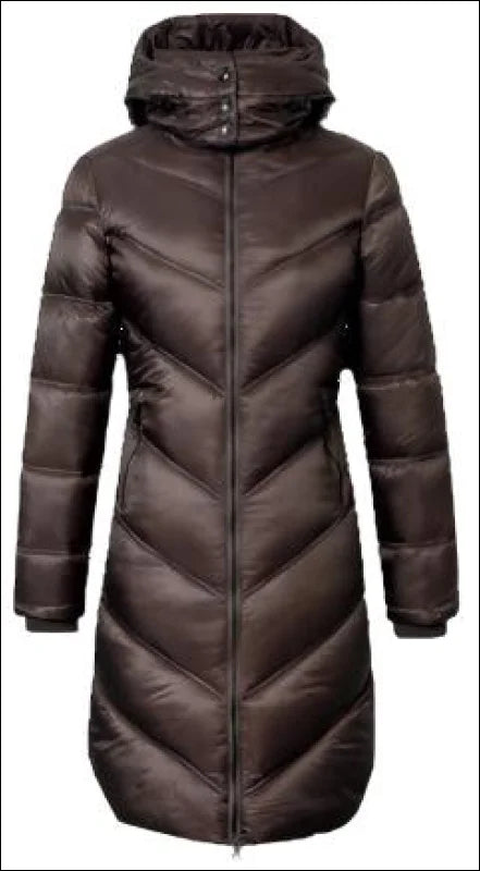 Covalliero Women's Quilted Coat - Coffee Cuffed Rolled Raglan