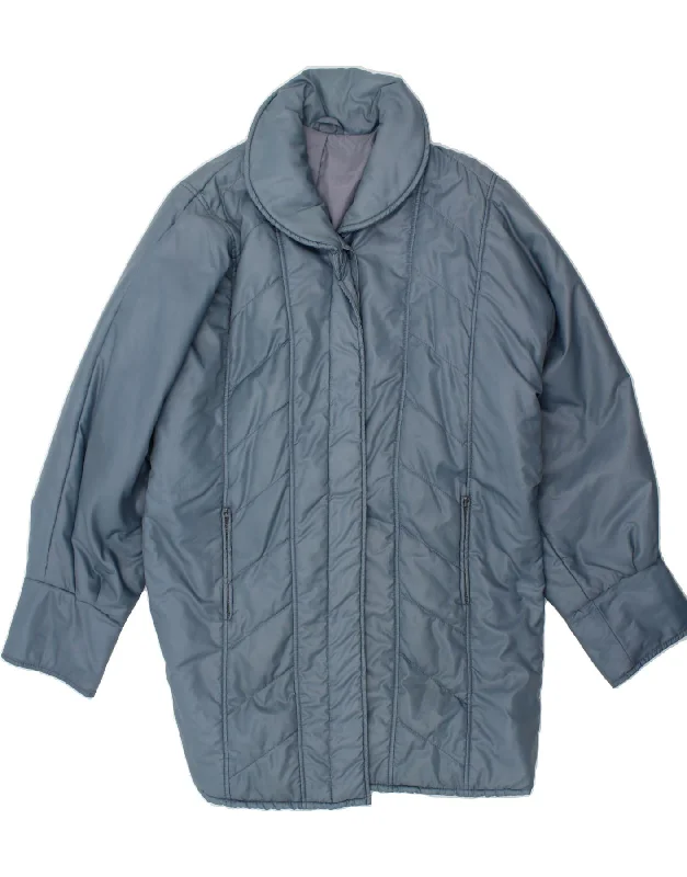 VINTAGE Womens Padded Coat UK 18 XL Blue Polyester Sleeveless Short Sleeve Long Sleeve VINTAGE Womens Padded Coat UK 18 XL Blue Polyester Sleeveless Short Sleeve Long Sleeve