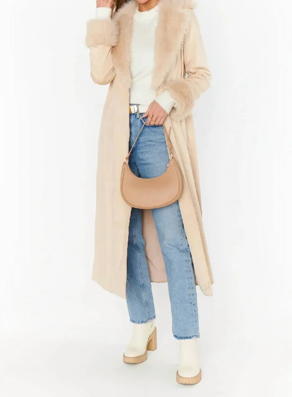 Penny Lane Coat In Beige Fleece Down Feather