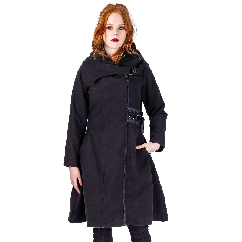 CRYPT COAT - BLACK Hooded Caped Scarf