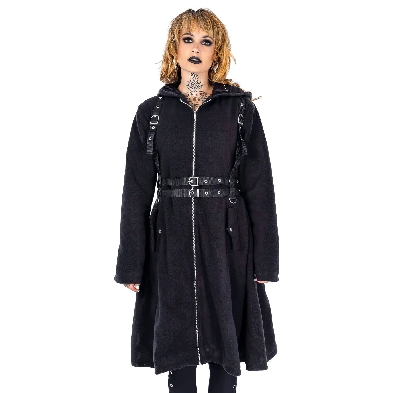 LUCRETIA COAT - BLACK Stand-Up Roll-Neck Turtle