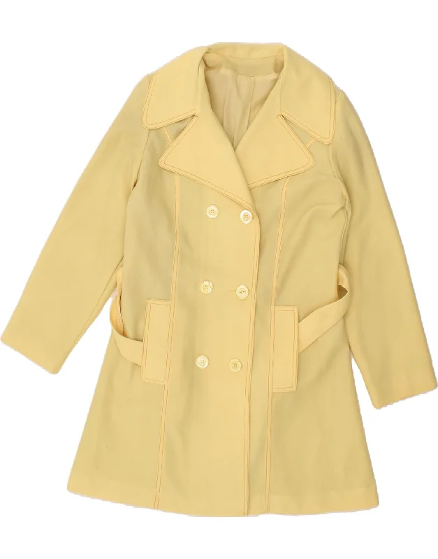 VINTAGE Womens Double Breasted Coat UK 12 Medium Beige Raincoat Turtleneck Coat Wrap Coat VINTAGE Womens Double Breasted Coat UK 12 Medium Beige Raincoat Turtleneck Coat Wrap Coat