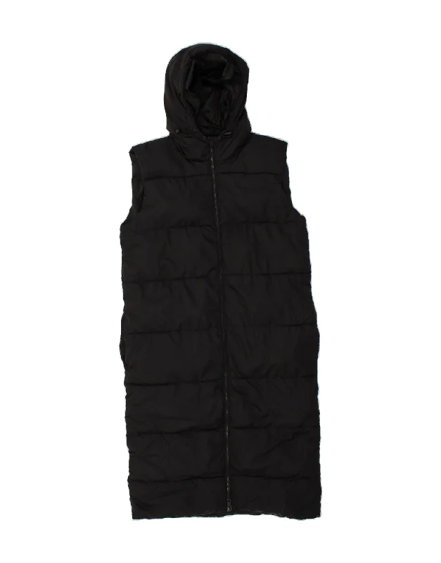 BRAVE SOUL Womens Hooded Sleeveless Padded Coat UK 10 Small Black Turtleneck Wrap Cape BRAVE SOUL Womens Hooded Sleeveless Padded Coat UK 10 Small Black Turtleneck Wrap Cape