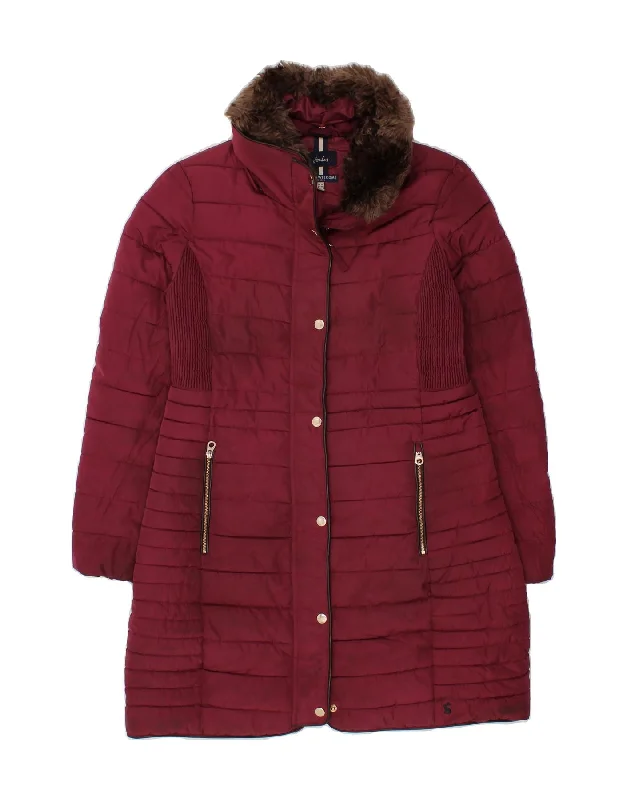 JOULES Womens Padded Coat UK 10 Small Burgundy Polyester Asymmetrical Diagonal princess JOULES Womens Padded Coat UK 10 Small Burgundy Polyester Asymmetrical Diagonal princess