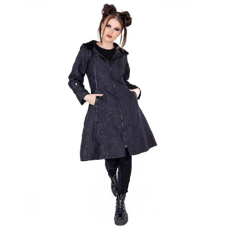 MEDEA COAT - BLACK Houndstooth Coat Plaid Coat Tartan Coat